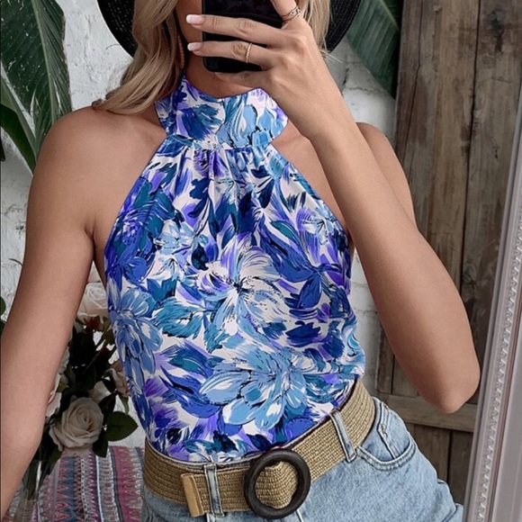 Bohemian Boho Floral Print Tank Top PINK - Picture 8 of 15